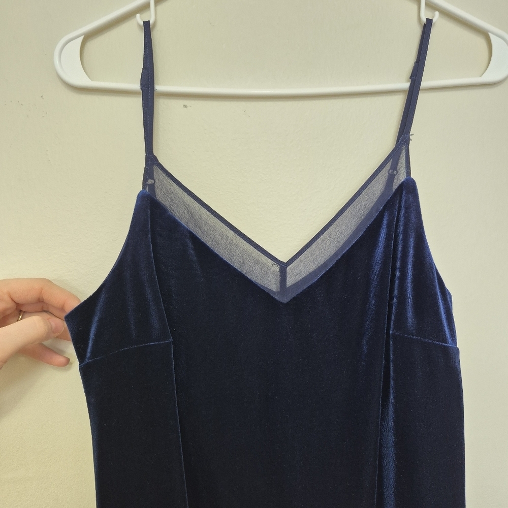Dynamite Women's Navy Blue Velour Slip Mini Dress Size Small - Picture 3 of 7